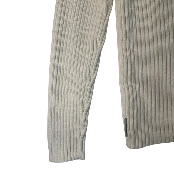 VTG DKNY Jeans Ribbed Knit Sweater L Off White 100% Cotton Japan Preppy Warm EUC - Picture 9 of 13